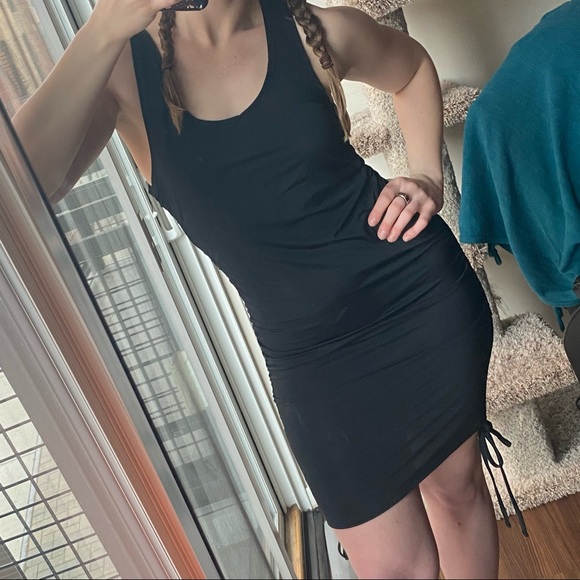 Fully Rouched Sides, LBD Little black dress with ties - Picture 1 of 7